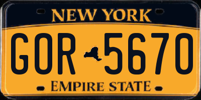 NY license plate GOR5670