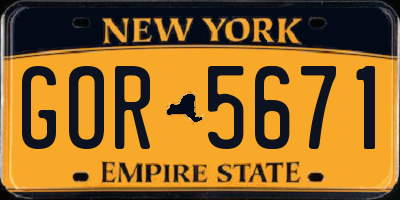 NY license plate GOR5671