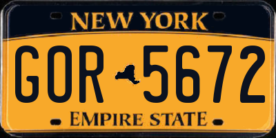 NY license plate GOR5672