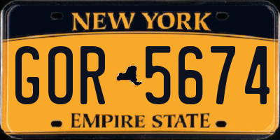 NY license plate GOR5674