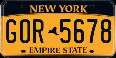 NY license plate GOR5678