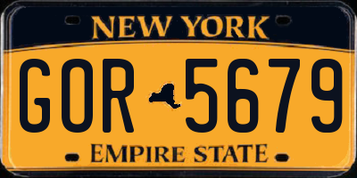 NY license plate GOR5679