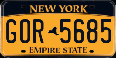 NY license plate GOR5685