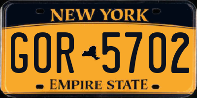 NY license plate GOR5702
