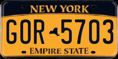 NY license plate GOR5703