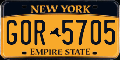 NY license plate GOR5705
