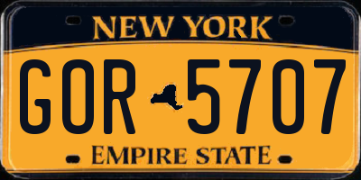 NY license plate GOR5707