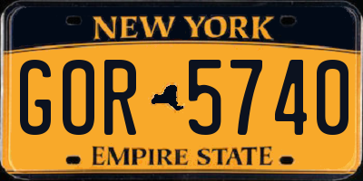 NY license plate GOR5740