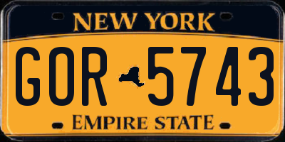NY license plate GOR5743