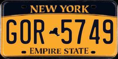 NY license plate GOR5749
