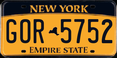 NY license plate GOR5752