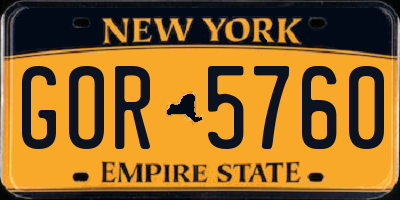 NY license plate GOR5760