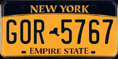 NY license plate GOR5767