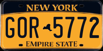NY license plate GOR5772