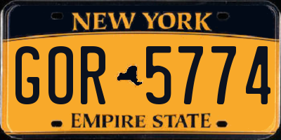 NY license plate GOR5774