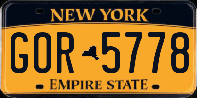 NY license plate GOR5778