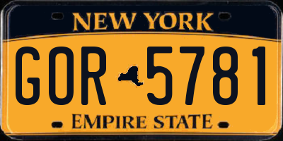 NY license plate GOR5781