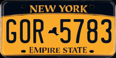 NY license plate GOR5783