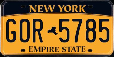 NY license plate GOR5785