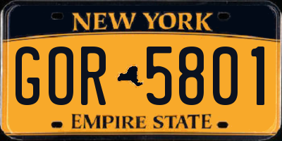 NY license plate GOR5801