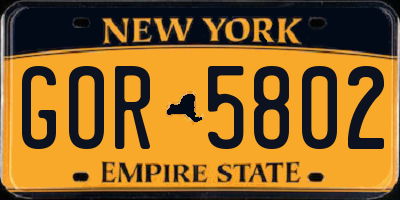 NY license plate GOR5802