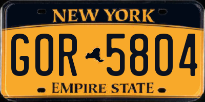 NY license plate GOR5804
