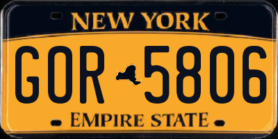 NY license plate GOR5806