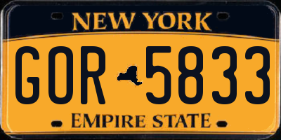 NY license plate GOR5833