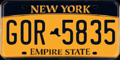 NY license plate GOR5835
