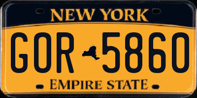 NY license plate GOR5860