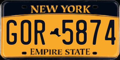 NY license plate GOR5874