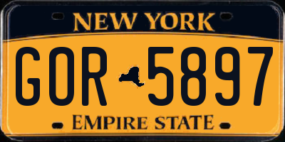 NY license plate GOR5897