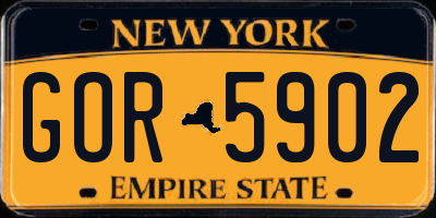 NY license plate GOR5902