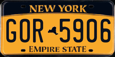NY license plate GOR5906