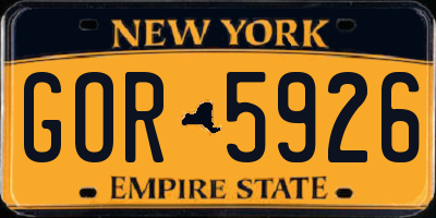 NY license plate GOR5926