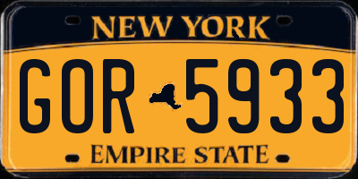 NY license plate GOR5933