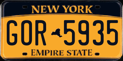 NY license plate GOR5935