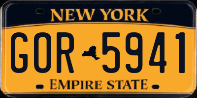 NY license plate GOR5941