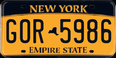 NY license plate GOR5986