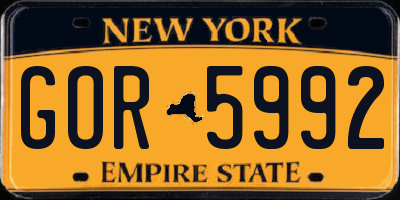 NY license plate GOR5992