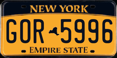 NY license plate GOR5996