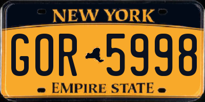 NY license plate GOR5998