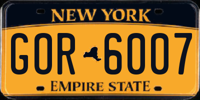 NY license plate GOR6007