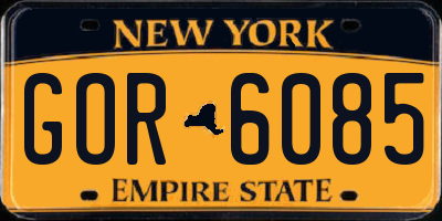 NY license plate GOR6085