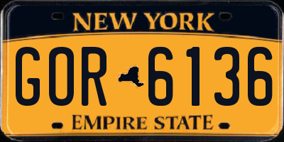 NY license plate GOR6136