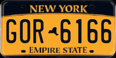 NY license plate GOR6166
