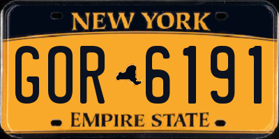 NY license plate GOR6191