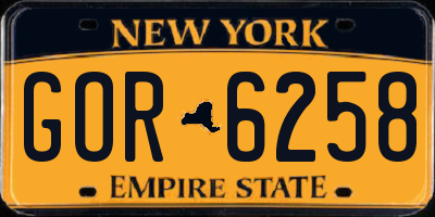 NY license plate GOR6258