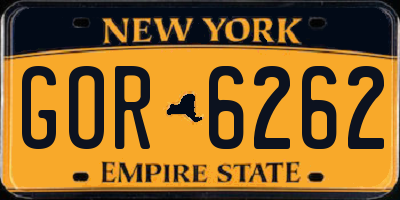 NY license plate GOR6262