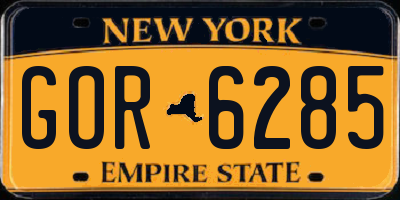 NY license plate GOR6285